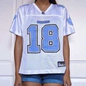 Raiders Moss White and Baby Blue NFL Jersey